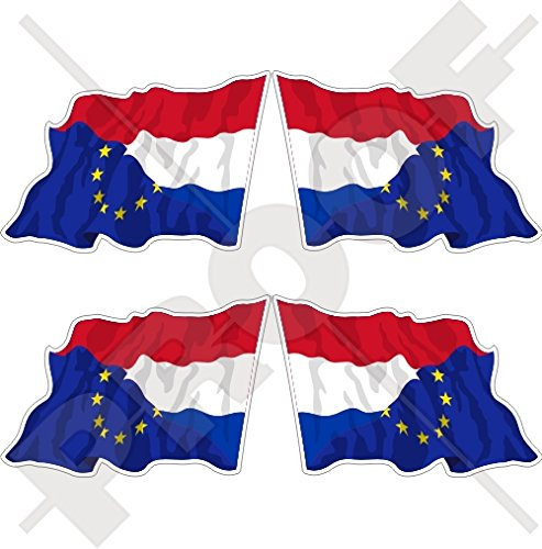 europe-netherlands Waving Flag, eu-nl europäischen union-dutch 5,1 cm (50 mm) Bumper Sticker, Aufkleber Vinyl X4 (links-rechts)