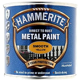 Hammerite 5084874 Direct to Rust Metal Paint - Smooth Yellow Finish 250ML