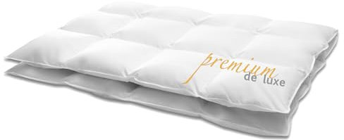 HANSKRUCHEN Premium de Luxe Daunendecke 260x220 cm - Medium / Ganzjahresdecke - Made in Germany Kassettendecke aus 100% Baumwolle - Allergiker geeignet