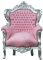 Casa Padrino Barock Sessel 'King' Rosa/Silber