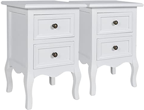 vidaXL 2X Nachttisch Weiß Nachtschrank Nachtkonsole Schlafzimmer Kommode