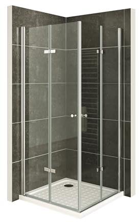 i-flair Duschkabine EMMA mit Falttüren 95x95 cm Höhe: 190cm, Eckduschkabine Falttürkabine aus durchsichtigem 6mm NANO ESG Sicherheitsglas - DK99