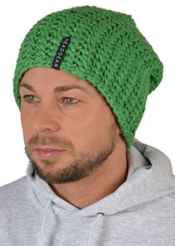 unbekannt Herrenmütze : Herren Oversize Häkel Beanie - Mütze Männer Farbe: Hell-Grün