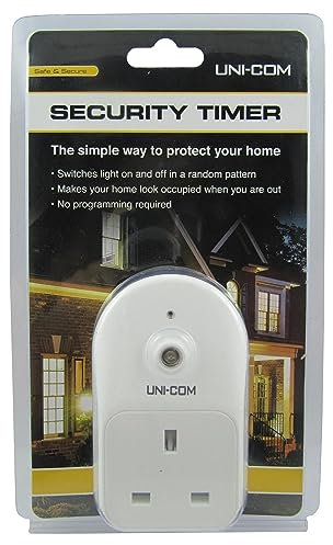 Uni-Com Plug-in Security Timer, Home Protection, Energy Saving Sensor, Easy to Use Random Pattern to Switch Lights On & Off