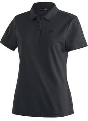 Maier Sports Ulrike, Damen Poloshirt, Leichtes Piqué-Funktionspoloshirt für Wandern und Freizeit, dryprotec Technologie, Atmungsaktiv, NFC-Chip für einfaches Recycling, Schwarz, 50