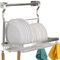 TQVAI Stainless Steel Dish Drying Rack with Drainboard Hanging Rod and Sponge Holder, Hanging Dish Drainer, Over The Sink Dish Rack - Silver
