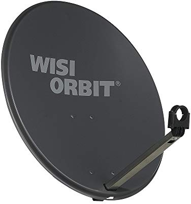 WISI Orbit Line Satelliten Offset-Antenne OA36H in Basaltgrau – 60cm Reflektor mit 40mm LNB-Halterung, Feedarm und Mastschellen – Komplette Sat Antenne mit Montagezubehör