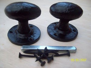 Ironmongery World®Old English Black Antique Iron Oval Mortice Door Knobs
