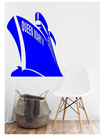 blattwerk-design Wandtattoo, Schiff, Queen Mary 2, Queen Mary II, Schiff (M053 Hellblau, 700 mm x 600 mm)