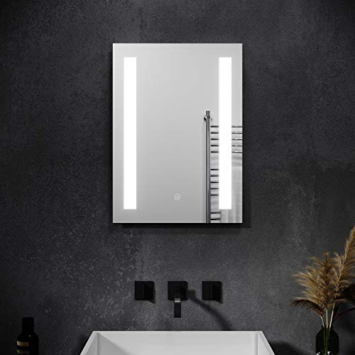 SONNI Badspiegel mit Beleuchtung 50x70cm beschlagfrei Badezimmer Wandspiegel mit Touch-Schalter Spiegel LED-Beleuchtung IP44