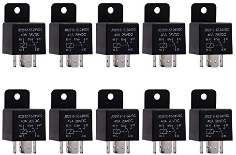 Ehdis 10 Pièces Relais 24V 40A 5 Broches Spdt, Modèle No .: JD2912-1Z-24VDC 40A 28VDC, Contacteur relais commutateur Power, Auto Commutateurs, Relais voiture