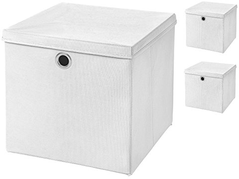 3 Stück Faltbox Weiß 28 x 28 x 28 cm Aufbewahrungsbox faltbar mit Deckel
