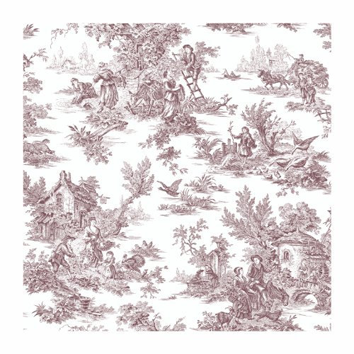 RoomMates York Wallcoverings Ashford Toiles Champagne Toile Prepasted Removable Wallpaper, White/Black