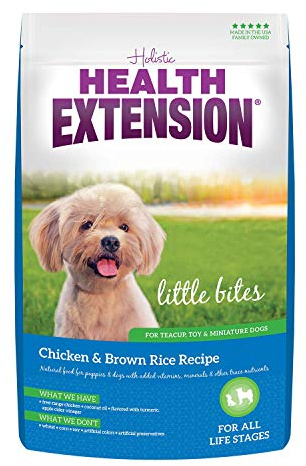 Health Extension Little Bites Dry Dog Food for Toy and Small Breeds, Chicken & Brown Rice Recipe, with Probiotics & Superfoods for Digestion & Coat Health, 4 lb Bag