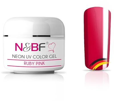 N&BF Neon Farbgel 5ml | Ruby Pink (Pink) | UV Colour Gel für Gelnägel | Effektgel für künstliche Fingernägel mittelviskos | Made in EU | Nagelgel UV neon | Colorgel ohne Säure + selbstglättend