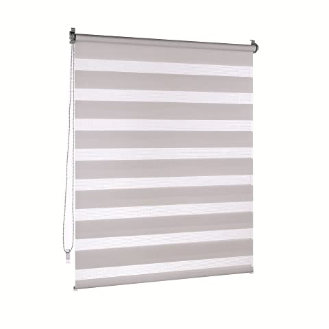 Victoria M. Doppelrollo Klemmfix ohne Bohren, 90 x 230 cm (BxH) Grau, Rollo Fensterrollo lichtdurchlässig & verdunkelnd,Duo-Rollo Klemmmontage Zebrarollo für Fenster & Türen