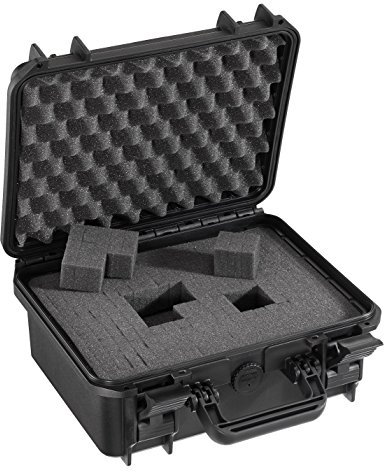 Waterproof Medium Size Protective Hard Camera Case with Foam - IP67 Rated Dustproof Outdoor Protection for GoPro HERO2 HERO3, DSLR, SLR, Lenses and Accessories (Black)