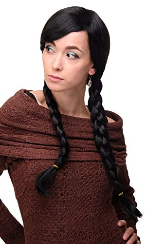 WIG ME UP - 3446-1B Perücke Damenperücke Samtschwarz Schwarz Cosplay geflochtene Zöpfe Schulmädchen School Girl Japan Gothic Lolita