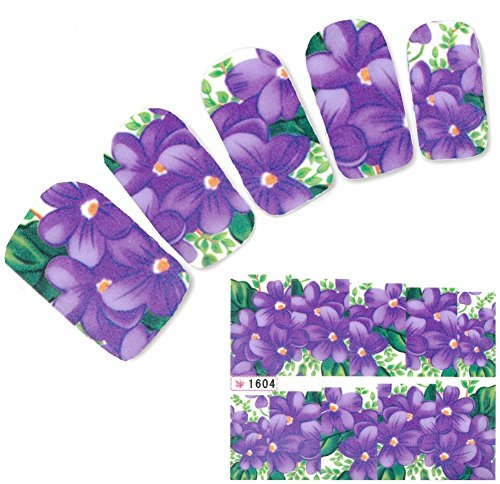 JUSTFOX - Orchidee Nagel Sticker Nail Art Flower Finger Nägel Blumen Aufkleber Water Decal