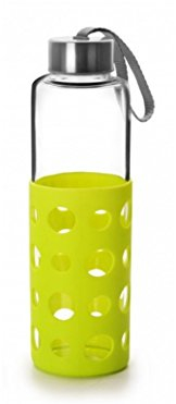 IBILI - Botella de vidrio lake 550 ml verde, Borosilicato, Reutilizable, protector anti-golpes