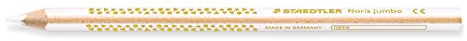 STAEDTLER Buntstift Noris jumbo, weiß, erhöhte Bruchfestigkeit, Dreikantform, ABS-System, attraktive Sternchenprägung, kindgerecht nach EN71, Made in Germany, 12 weiße Buntstifte, 1284-0