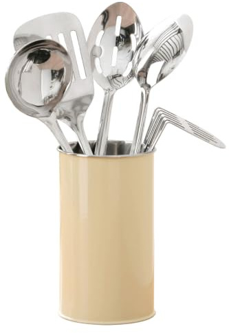 Premier Housewares Utensil Holders 5 Kitchen Tools Utensil Set and Holder Spoons Masher Ladle Utensil Set Cream Kitchen Utensil Holder Set of 5