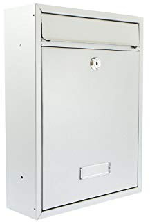 Burg-Wachter MB19S Trent Wall Mounted Galvanised Steel Lockable Weatherproof Post Box, Silver 26x34x9cm