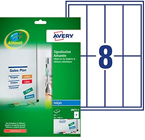 Avery 216046 - magnetische Schilder 50 x 140 mm, Weiß