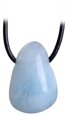 Budawi® Aquamarin Trommelstein Anhänger Ketten Schmuck mit Lederband