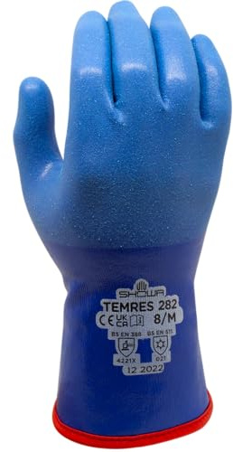 SHOWA 282, Waterproof Breathable Winter Gloves, Polyurethane Coating, Lightweight, Blue, 1 Pair, Size, Large
