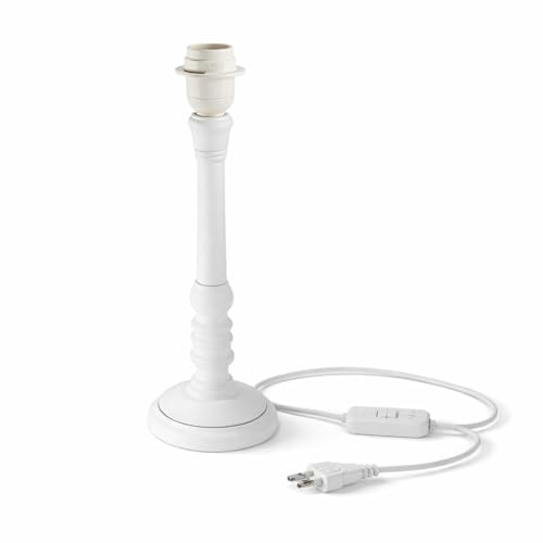 DRULINE Lampenfuß Tischlampe - Leuchtenfuß - Lampen Fuß - Tischlampenfuß - Holz weiß – E27 - B/H/T ca. 10 x 28 x 10 cm - 220-240V 50Hz - max. 40 W