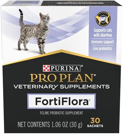 Purina Pro Plan Veterinary Supplements FortiFlora Daily Probiotics for Cats for Digestive Gut Health and Diarrhea - 30 ct. Box