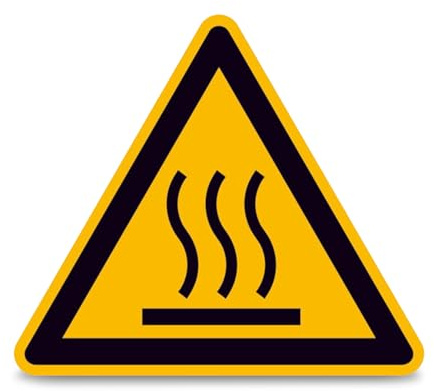 Betriebsausstattung24 Warnschild Warnung vor heißer Oberfläche - Aluminium, geprägt - 10,0 cm Seitenlänge - Symbol W017
