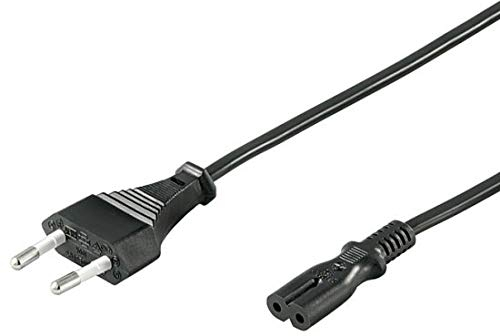 PremiumCord Cavo Di Alimentazione 230V 3m Con Spina Europea a Doppia Presa Europea C7 a 2 Poli, IEC 320, Dritto, Colore Nero