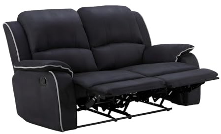 Vente-unique-Relaxsofa 2-Sitzer - Microfaser - Schwarz - Hernani