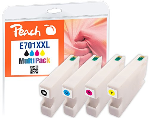 Peach E70 Spar Pack Druckerpatronen XL (BK, C, M, Y) ersetzt Epson T7015, C13T70154010 für z.B. Epson Workforce Pro WP -4015 DN, Epson Workforce Pro WP -4095 DN, Epson Workforce Pro WP -4515 DN