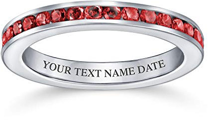 Anello Eternity A Canale Con Zirconia Cubica Rossa Impilabile Simulato Rubino Per Donne E Adolescenti In Argento Sterling .925