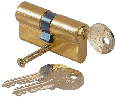 Vachette Cylindre de Serrure Mécanique FIRST pour Porte - Double Entrée 30x70mm - Mécanisme 5 Goupilles Sécurisé - 3 Clés - Installation Facile - Garantie 2 Ans - Finition Laiton