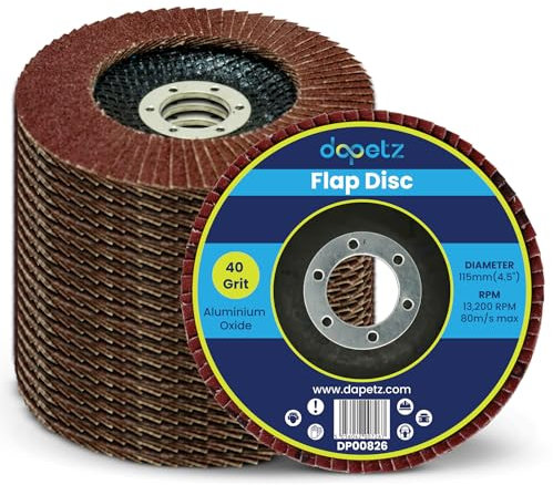 Dapetz 5 x Cerniera Disco Abrasivo 115mm Grana 40 Ossido di Alluminio 4.5 Smerigliatrice Angolare