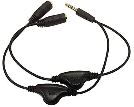 Headphone Sound extension code with Twin Volume Controls - Share/Splitter earphone audio with 2 people, Works universally with by HAYATEC