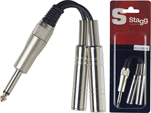 Stagg 16120 1 x Male/2x Female Mono Jack Splitter Adapter Y-Cable - Black
