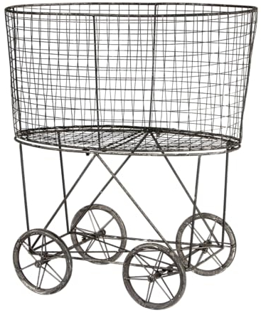 Creative Co-op Vintage Metall Wäschekorb mit Rollen 63,5 x 38,1 x 66 3/4 Zoll (B x T x H)