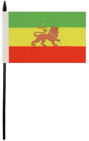 AZ FLAG - Tischflagge Äthiopien Mit Löwen - 15x10 cm - Äthiopien Tischfahne 10 x 15 Cm - Flaggen