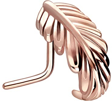 PIERCINGLINE Chirurgenstahl Nasenstecker FEDER Piercing Nase Stecker Roségoldfarben