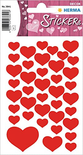 HERMA 3841 Aufkleber Herzen Rot klein mini, 120 Stück, Herz Sticker, selbstklebend, Etiketten in Herzform für Valentinstag Liebe Hochzeit Geburtstag Scrapbooking Dekoration Geschenk Briefe DIY Basteln