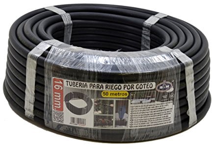 S&M 010057 - Tubería de riego por goteo de polietileno Ø 16 mm x 50 metros, color negro