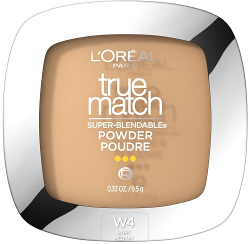 L'Oreal Paris True Match Super Blendable Oil Free Powder Foundation, W4 Light Medium, 0.33 oz, Packaging May Vary