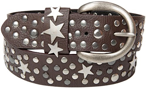 styleBREAKER Nieten Gürtel mit Sterne im Vintage Style, kürzbar 03010010, Farbe:Dunkelbraun, Größe:95cm