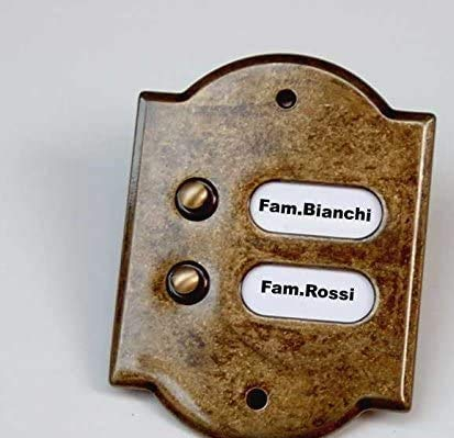 Pulsantiera Placca Campanello Pulsante Esterno Porta Ottone 2 Nomi Campanelli