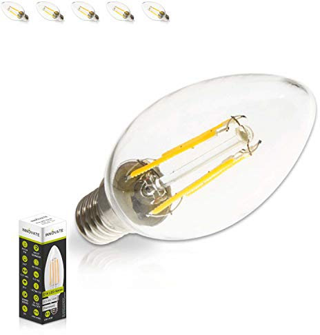 INNOVATE E14 LED Leuchtmittel Kerze 5 Stk. [4W 360° 2700K Warmweiß I ersetzt 40W Glühbirne] LED Leuchtmittel Stehlampe Wohnzimmer I Kerze Pendelleuchte Küche